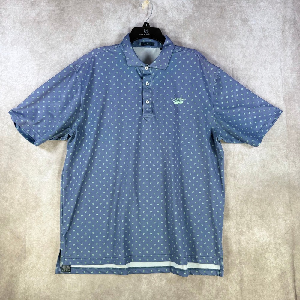 Turtleson Polo Shirt Men XL Blue Karsten Creek Golf Geo Turtle Country Club